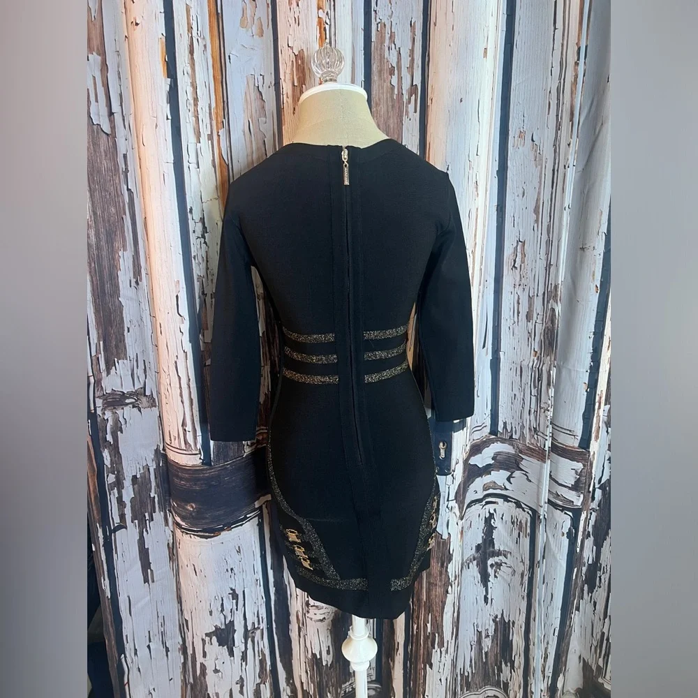 Marciano Black Dress with Gold Detailing - Picture 5 of 8